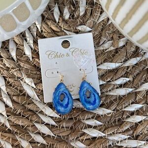 New! Blue crystal stone earrings